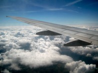 View over the airplane wing