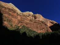 Sunbathed cliff in Zion NP